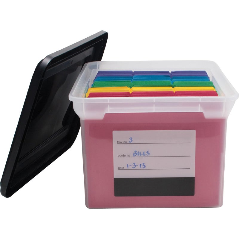 Advantus Innovative Storage Designs File Tote with Contents Label, Letter/Legal Files, 17.75" X 14" X 10.25", Clear/Black - Image 3